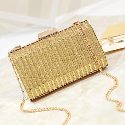 China Wholesale Fashion Lady Clutches PU Clutch Bag Wedding Party Evening Purse Clutch Bag Metallic Striped Square Shiny Metallic Equalizer Handbag for sale