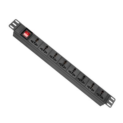 China Aluminum Alloy 1U 19inches 8 Ways Universal PDU Socket Power Distribution Unit For Data Center Room for sale