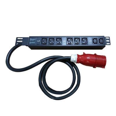 China Hot Sale Aluminum Alloy PDU Orient 3Phase 30A 240V 8way IEC C13 &C19 Universal PDU Rack Mount With Industrial Plug for sale