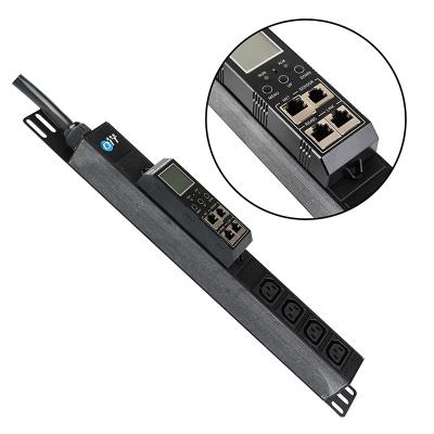 China Aluminum Alloy Factory Direct Sale 4ports C13 Smart PDU With Internet Protocol Serial Line Current And Voltage Monitoring Smart PDU for sale