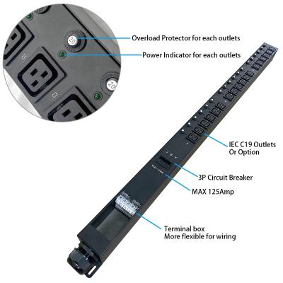 China Sheet Metal 2021Hot Selling Item ETL PDU 63A 125A 18/24 Ports C19 For Outlet Power Distribution Unit Intelligent PDU for sale