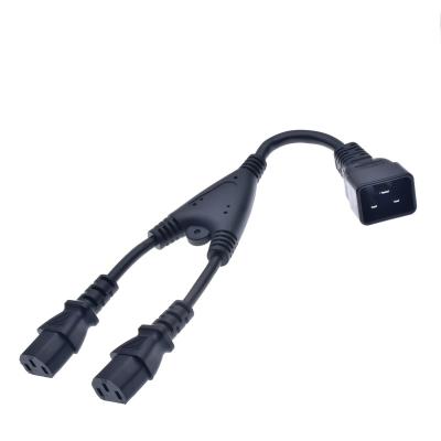 China COMPUTER factory supply 12AWG C20 to double C13 Y split cable power extension cord computer cord for sale