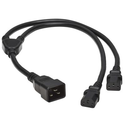 China Industrial Equipment Computer C19 PDU 12AWG To C20 Power Cable 14AWG 1.8m Y Splitter To C13x2 Power Cord 6FT+250mm For Server for sale