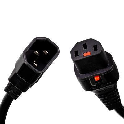 China Lockable OEM 3G 1.5mm 2 Power Extension Cord IEC Lock C13 To C14 Power Cable For Computer for sale