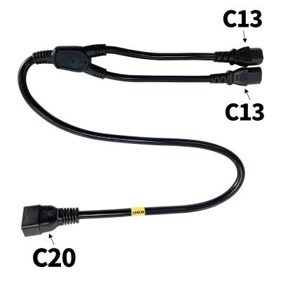 China Custom Industrial Equipment Length C19 C20 C13 C14 PDU Power Extension Cable C20 To C13 Dual Y Splitter Power Cord for sale