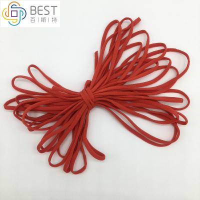 China Flat Red 5.0mm Sustainable Elastic Earloop For Disposable Face Cover for sale