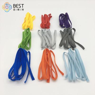 China Free Samples 3.5mm / 5.0mm Sustainable White Black Colored Flat Elastic Raw Material Earloop for sale