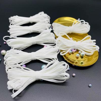 China White Black Round Spandex / Polyester 3.0MM Elastic Earloop For Disposable Facemask One Bag Packaging for sale