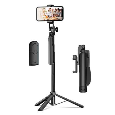 China TELESCOPE Hidden Tripod Selfie Stick Live Mobile Phone Fill Light Frame Metal Selfie Stick Wireless Remote Stabilizer for IOS/Android for sale