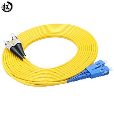 China 15M UPC SC-FC Dumplex Fiber Optic Patch Cord Single Mode Low Insertion Loss for sale