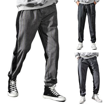 China 2022 new color matching men's pants anti-static striped straight casual pants pants for sale