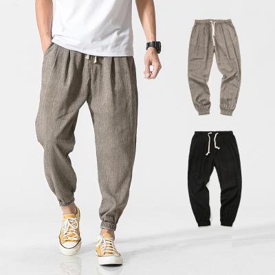 China Anti-wrinkle 2022 summer casual pants plus size Chinese style linen pants cotton canvas pants for men for sale