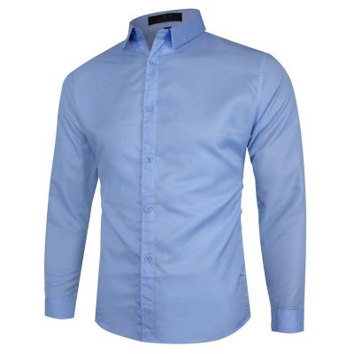 China 2022 Solid Color Business Men's Big Long Sleeve Anti-pilling Casual Shirt Plus Size Mens Shirts for sale