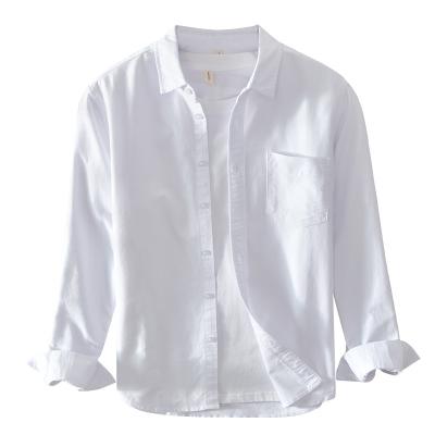 China Business Fashion Anti-pilling Solid Color Men's Simple Shirt White Oxford Cloth Shirt for sale