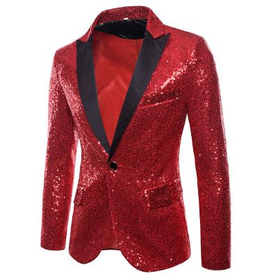 China Anti-Wrinkle Performance Dress Gold Sequin Suit Nightclub Host Host Studio Men Suits for sale