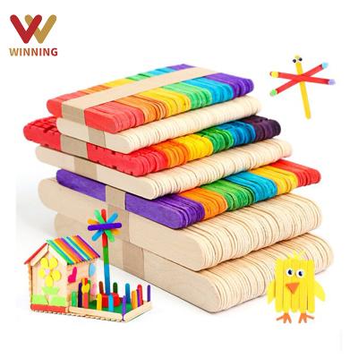 China Handmade Viable Gain For Kids DIY Colorful Wooden Craft Ice Cream Sticks Jumbo Craft Sticks Bulk Craft Popsicle Sticks for sale