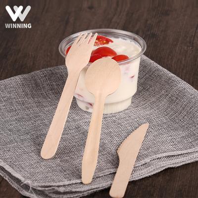 China Wholesale Customized Logo 100Pcs Disposable Wooden Knife Fork Spoon Cutlery Utensil Earning Disposable Wooden Set for sale