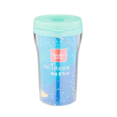 China Viable in running promotion sells double wall 250ml Tumbler Cup With Plastic Disposable BPA Free Plastic Wholesale Lid for sale