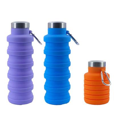 China 18oz Water Bottle Viable Silicone Water Bottle Cups Portable Reusable Leakproof Water Bottles Collapsible For Gym Travel for sale