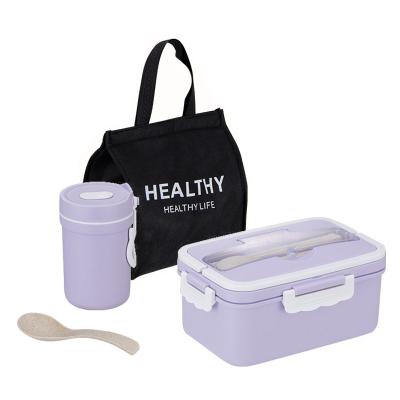 China Freshness Preservation Plastic PP Lunch Bento Box Bpa Free For Kids And Adults Microwave Safe Lunch Box And Soup Cup Sets With Bag for sale