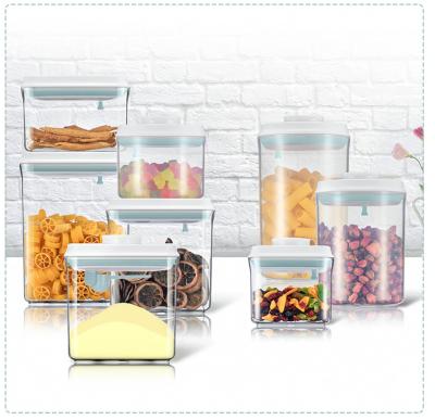 China Household Sustainable Point 8 Pack Set Clear Food Grade Food Storage Container For Milk Powder And Rice Tea Snack for sale