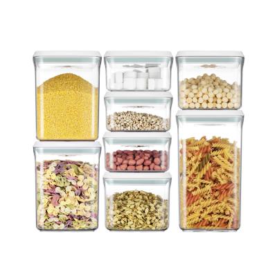 China New Arrival Freshness Preservation 8 Piece Cereal Rice Storage Food Container Set BPA Free Noise Top Airtight Canister Sets for sale