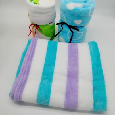 China stripe baby flannel fleece blanket 70*100cm or customized for sale