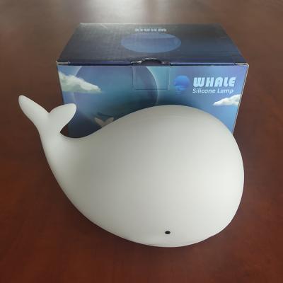 China Modern Hot Sales Shape Touch Sensor Whale LED Soft Silicone Night Light Night Lamp For Baby Kids Bedroom Night Lamp for sale