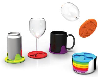 China Viable 2021 Party Tools Silicone Cup Handle Coaster Wine Charms Distinguish Cups Silicone Drink Glass Markers for sale