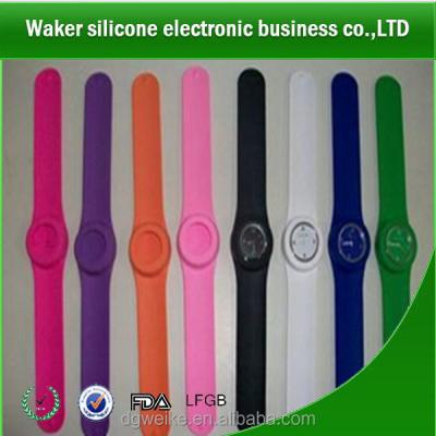 China New Trendy Free Logo Silicon Slap Watchband Alarm Design Fashion Watch, Silicone Wrist Watch for sale