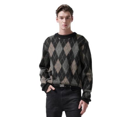 China OEM&ODM New Winter Fashion Customized Casual Oversized Long Sleeve Crewneck Sweater QUICK DRY Jacquard Knit Men's Sweater for sale