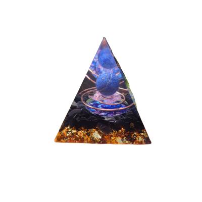 China Hot Selling Donghai Ogan Pyramid Ornaments Natural Crystal Ball Support Lapis Lazuli Tower Energy Ogan Gravel Private Customization for sale