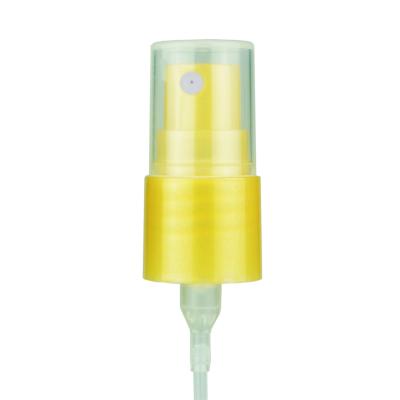 China Household Customized 20/415 Color Screw Neck Yellow Smooth Finger Fine Mist Sprayer For Plastic Bottle for sale