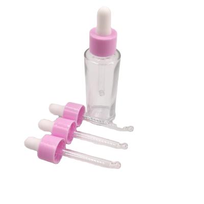 China 18/410 Luxury Plastic Non-Refillable Pipette Dropper Cosmetic Packaging Glass Bottle With Collar Squeeze Bottle Dropper Bamboo Cap for sale