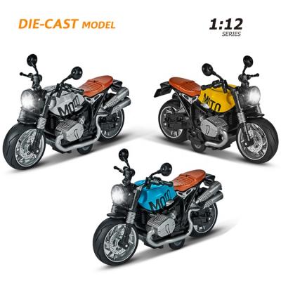 China 2022 Eco-friendly Materials Hot Sale Fashion Design Die Cast Mini 1:12 Music Motorcycle Toy Car Model With Light For Boys And Girls for sale