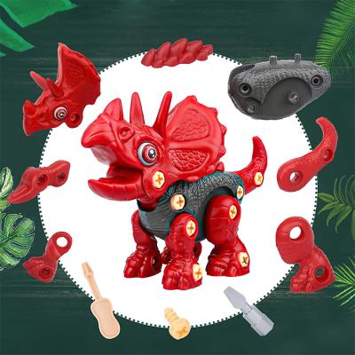 China Factory Direct Sale Eco-friendly Material Educational Dinosaur Game Building Set Take Down Triceratops Toy Model With Electric Drill for sale