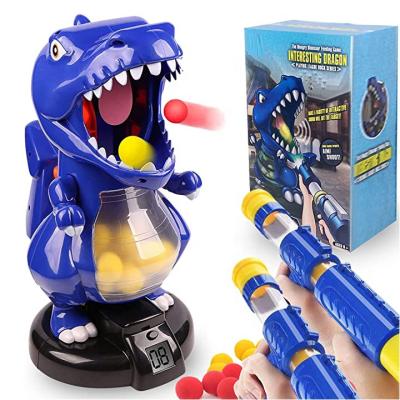 China Toy Factory Hot Selling Electronic Score Disk Electronic Target Score Compressor Gun Dinosaur Shooting Game Toy Gift With Foam Multiplayer Ball for sale