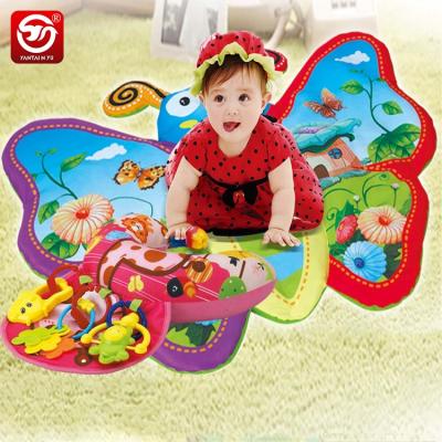 China Amazon Play Mat Folding Blanket Bolster Pillow Soft Activity Gym Baby Crawling Soft Infant Crawling Gift with Baby Rattles for sale