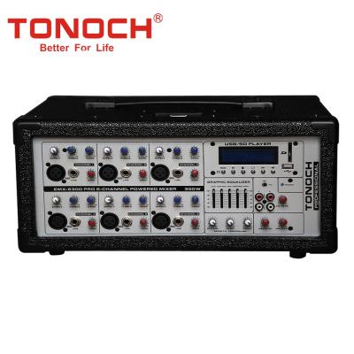 China Hot Selling USB/SD/BT/FM 6 Channel DJ Sound PA Power Mixer Box for sale