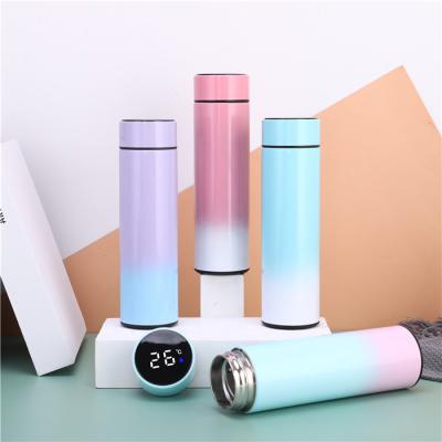 China 500ml PORTABLE Stainless Steel Infuser Smart Vacuum Flask Insulated Coffee Thermos Mug Sublimation Water Bottle With Led Lid for sale