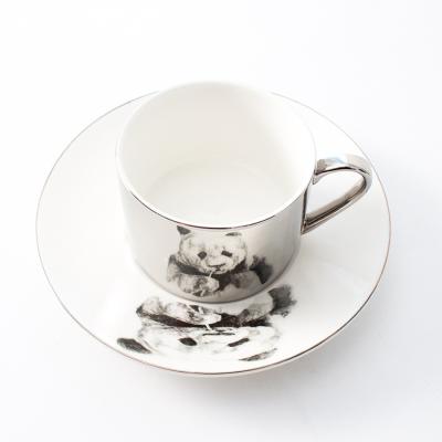 China Viable Creative Electroplating Ceramic Coffee Cup Mirror Reflection Cup With European Coffee Cup And Saucer Set for sale