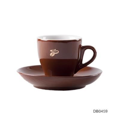 China Cheap Viable Cup Espresso Coffee Cup Set Custom LOGO Espresso Cappuccino Ceramic Coffee Cup and Saucer Set for sale