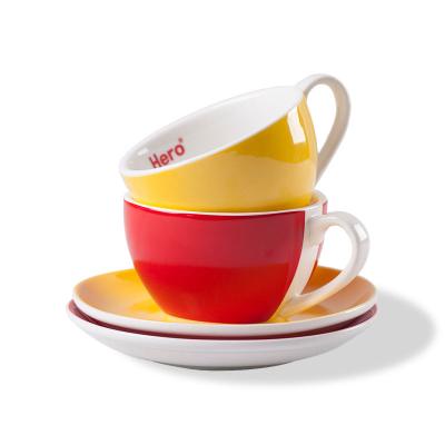 China Supplier Viable Cappuccino Cup Breakfast Ceramic Coffee Cup and Saucer Set European Customization Latte Coffee Cup Set for sale