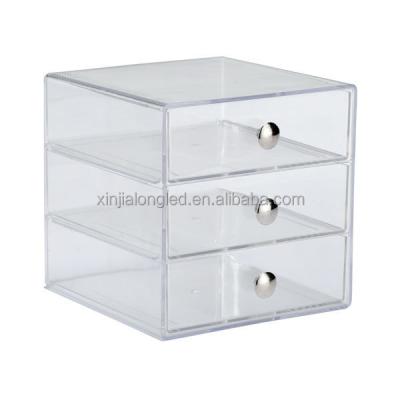 China Drawer Wholesale Acrylic Makeup Organizer 3 Tier Clear Acrylic Cosmetic Organizer for sale