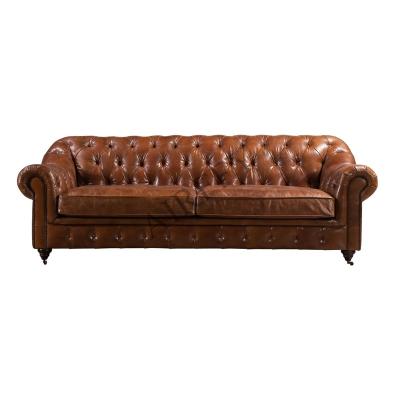 China Other Sofa Set Furniture Vintage Chesterfield Classic Antique Leather Sofa 3 Seats For Living Room Hotel Club Furniture en venta