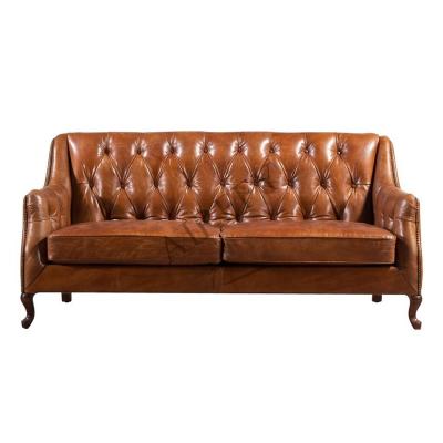 Cina Other Vintage Brown Chesterfield High Back Leather Sofa Set For Living Room Hotel Club Furniture in vendita