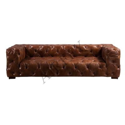 China Other Wide Armrest Vintage Leather Chesterfield Seat Combined Sofa Set For Living Room Hotel Club Furniture en venta