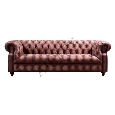 Chine Other Antique Distressed Leather Chesterfield Sofa Set For Living Room Hotel Club Furniture à vendre