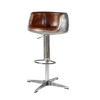 China Other Aluminum Back And Vintage Leather Cover Adjustable Bar Chair For Bar Furniture Office Villa Home Restaurant for sale