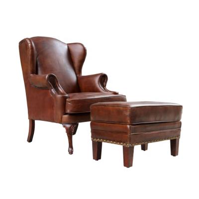 China Dark Brown Vintage Genuine Leather Other Head Seat Armchair For Office Hotel Cafe Bar for sale